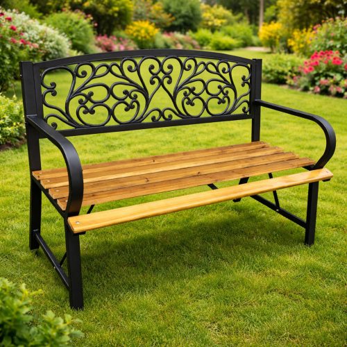 Kerti Pad, Parki Terasz, Kerti Fém, Fa, 2 Személyes, 118 cm