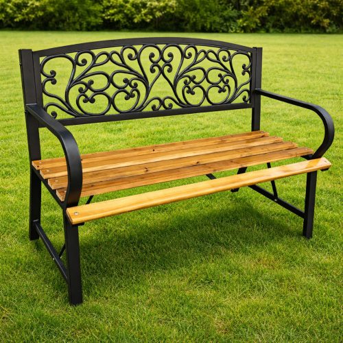 Kerti Pad, Parki Terasz, Kerti Fém, Fa, 2 Személyes, 118 cm