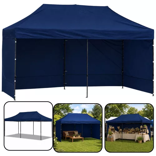 Express Kerti Sátor Catering Kereskedelmi Pavilon Sötétkék 3x6 M