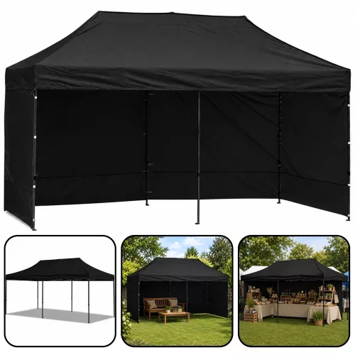Express Kerti Sátor Vendéglátóipari Pavilon Fekete 3x6 M