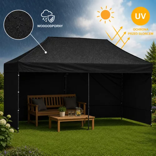 Express Kerti Sátor Vendéglátóipari Pavilon Fekete 3x6 M
