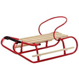 Fém szán háttámlával, piros pánttal