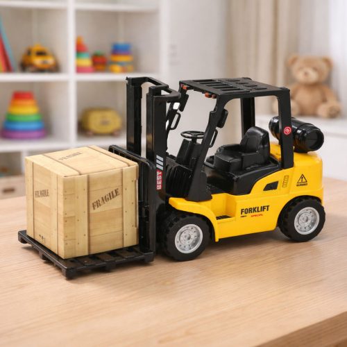 Targonca motoros fém raklapdobozzal, mozgó villákkal, sárga