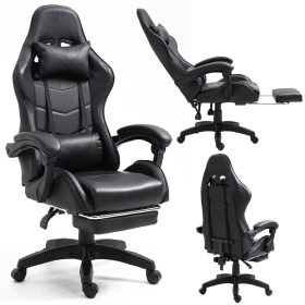   LEAN Forgós Irodai Gamer Szék Lábtartóval és Párnákkal, Fekete