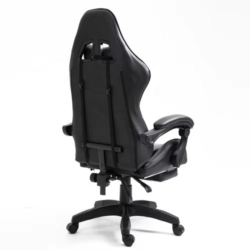 LEAN Forgós Irodai Gamer Szék Lábtartóval és Párnákkal, Fekete