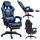LEAN Forgós Irodai Gamer Szék Lábtartóval és Párnával, Fekete és Kék