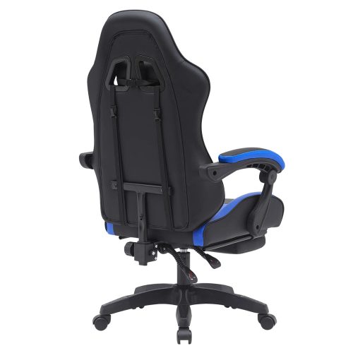 LEAN Forgós Irodai Gamer Szék Lábtartóval és Párnával, Fekete és Kék