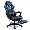 LEAN Forgós Irodai Gamer Szék Lábtartóval és Párnával, Fekete és Kék