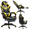 LEAN Forgós Irodai Gamer Szék Lábtartóval és Párnákkal, Fekete és Sárga