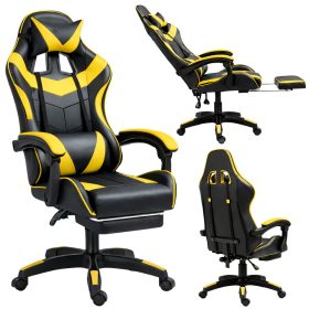   LEAN Forgós Irodai Gamer Szék Lábtartóval és Párnákkal, Fekete és Sárga