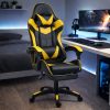LEAN Forgós Irodai Gamer Szék Lábtartóval és Párnákkal, Fekete és Sárga