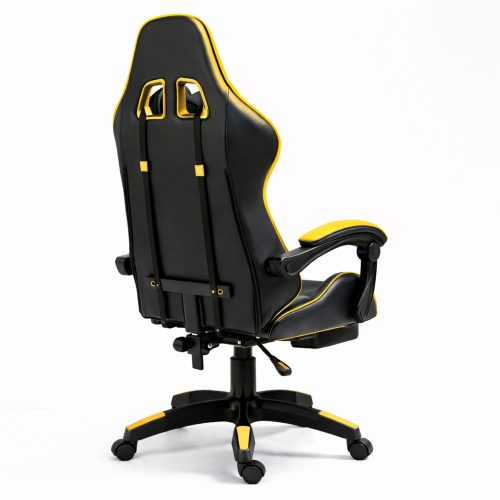 LEAN Forgós Irodai Gamer Szék Lábtartóval és Párnákkal, Fekete és Sárga