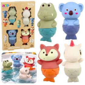 4 db-os gumi sellő állatos fürdőjáték készlet