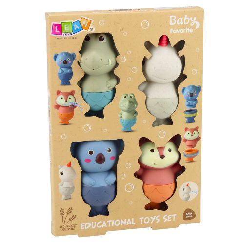 4 db-os gumi sellő állatos fürdőjáték készlet