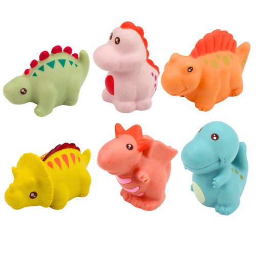 Oktató gumi dinoszaurusz készlet fürdéshez, pasztell játékokhoz, 6 db.