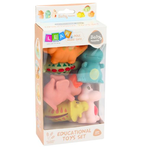 Oktató gumi dinoszaurusz készlet fürdéshez, pasztell játékokhoz, 6 db.