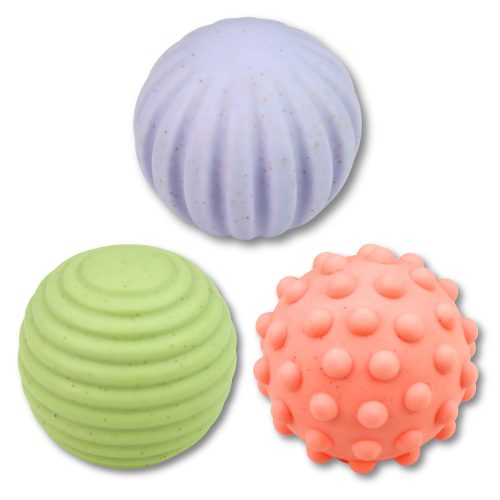 Szenzoros golyók szett babáknak pasztell 3 db 6 cm