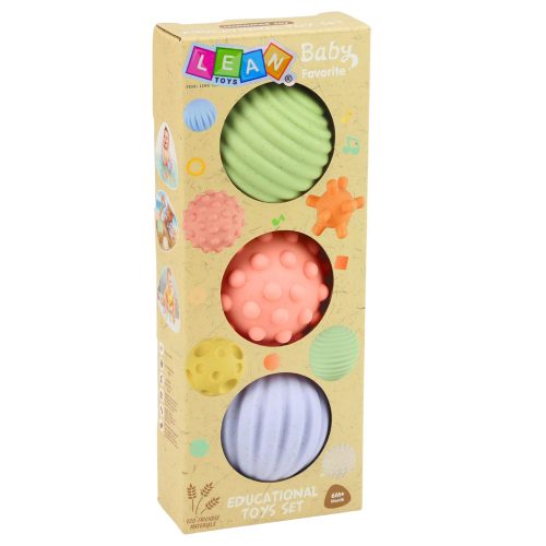 Szenzoros golyók szett babáknak pasztell 3 db 6 cm