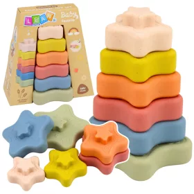   Szenzoros Piramis Csillagok Puha Blokk Színes Puzzle 6 db-os.