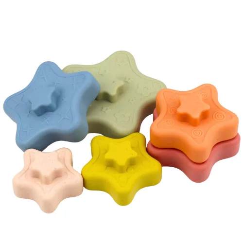 Szenzoros Piramis Csillagok Puha Blokk Színes Puzzle 6 db-os.