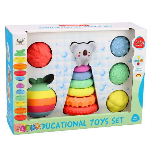 Szenzoros Játékkészlet Kisgyermekeknek Piramis Gumilabdák 16 db.