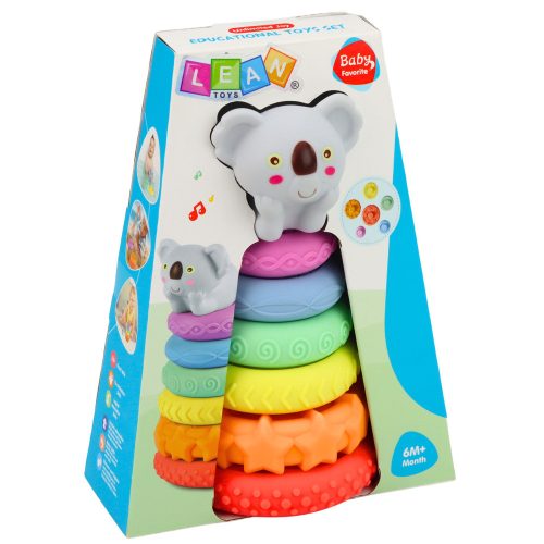 Szenzoros Piramis Koalával Oktató Toronnyal Színes 7 db.