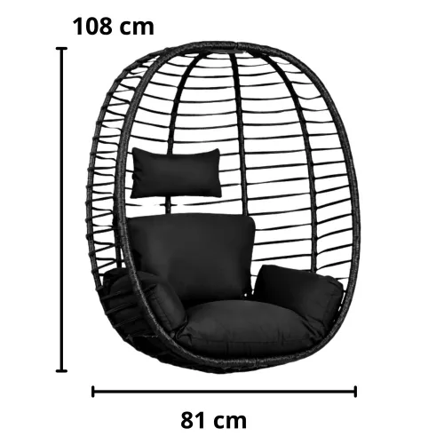 LEAN Függőhinta Kerti Cocoon Párnák Hintaváz Fekete