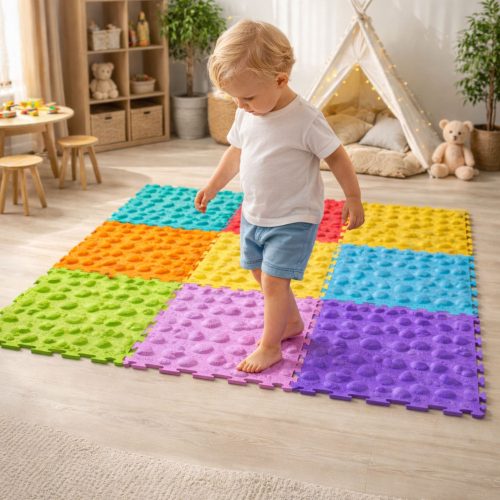 Szenzoros Ösvény Kirakó Csempék Különböző Szerkezetek Színek 24,5 cm 10 db.