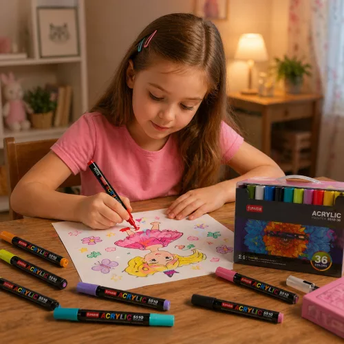 Set of Acrylic Markers, Felt-Tip Pens, Waterproof Markers, Case 36 pcs.