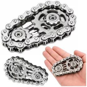   Fidget Spinner lánckerék, stresszoldó, rozsdamentes acél, ezüst
