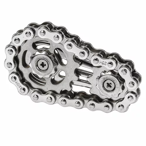 Fidget Spinner lánckerék, stresszoldó, rozsdamentes acél, ezüst