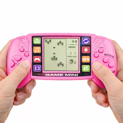 Hordozható LCD Tetris elektronikus játékkonzol rózsaszín