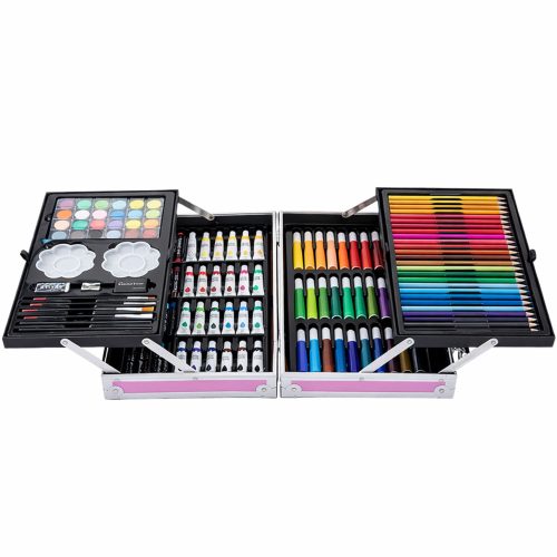 150 darabos kreatív rajzkészlet unikornis bőröndből, rózsaszín.