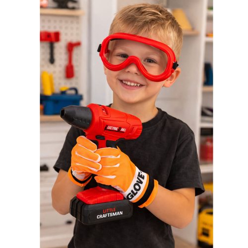 Nagy szerszámkészlet gyerekeknek, elemes csavarhúzó, csiszoló, 28 db.