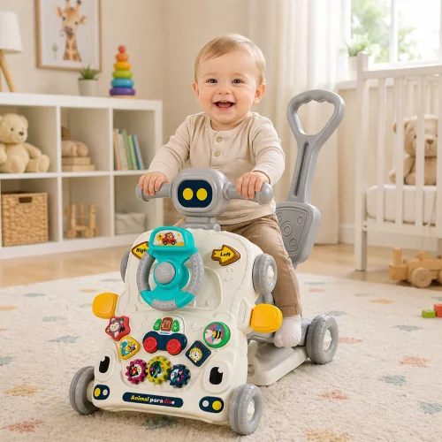 Interactive Educational Bike, Pusher, Table, Scooter 5 in 1 Gray