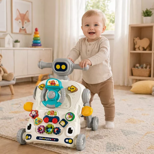 Interactive Educational Bike, Pusher, Table, Scooter 5 in 1 Gray
