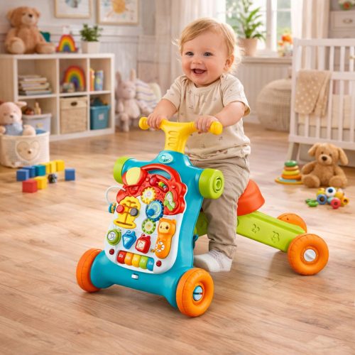 Walker Pusher Scooter Educational Table Interactive Panel 5 in 1 Colorful