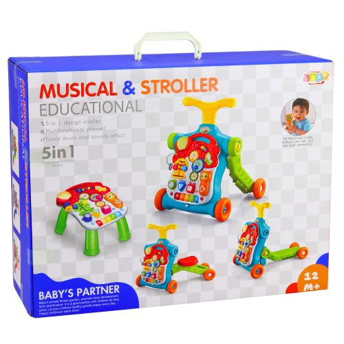 Walker Pusher Scooter Educational Table Interactive Panel 5 in 1 Colorful