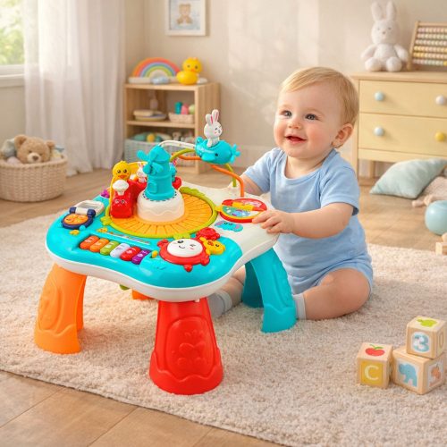 Oktatóasztal Interaktív Zenei Panel Zongora 2 az 1-ben Türkiz