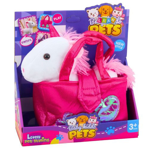 Plüssjáték Unikornis Táskában, Fehér, 25cm