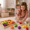 Fa gyümölcsaprító készlet mágneses, biztonságos késtartóval