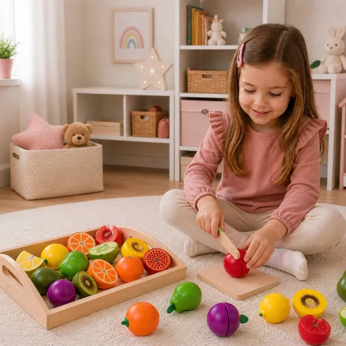 Fa gyümölcsaprító készlet mágneses, biztonságos késtartóval