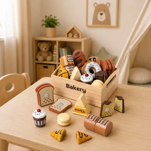 Wooden Mini Bakery Set of Bread with Velcro in a Box 10 pcs.