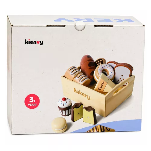 Wooden Mini Bakery Set of Bread with Velcro in a Box 10 pcs.