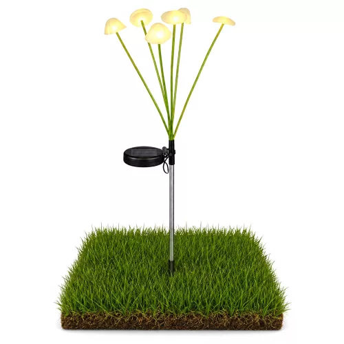 Napelemes kerti lámpa, dekoratív gombákkal, meleg LED fény, 70 cm