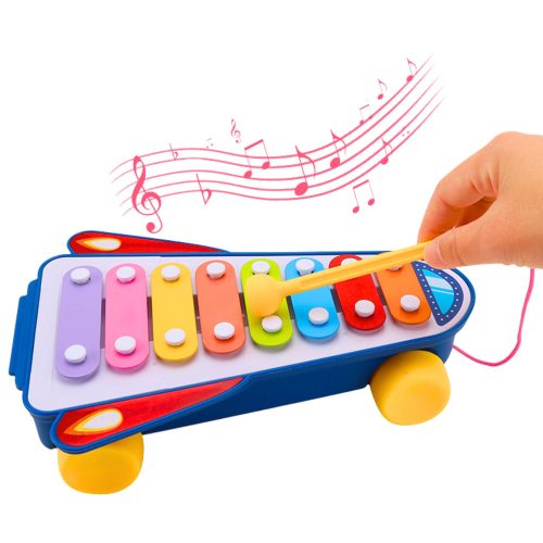 Children's Cymbals Rocket on Wheels Spaceship Baton Blue