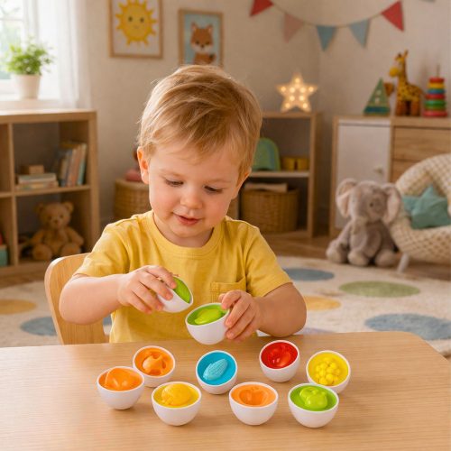 Educational Egg Sorter, Shape Matching, Colorful Fruits, 12 pcs.