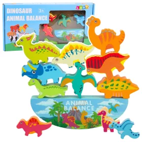  Dinoszaurusz Torony Egyensúlyozó Játék Ügyességi Fa Kockák Kirakó 12 db-os.