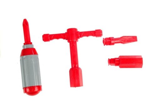 Szétszedhető tűzoltó-mentő teherautó kis szerelő kerékkulcs csavarhúzó