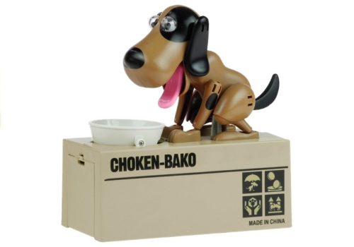 Kutya Piggy Bank robot érme csámcsogó játék pénzes doboz barna - fekete